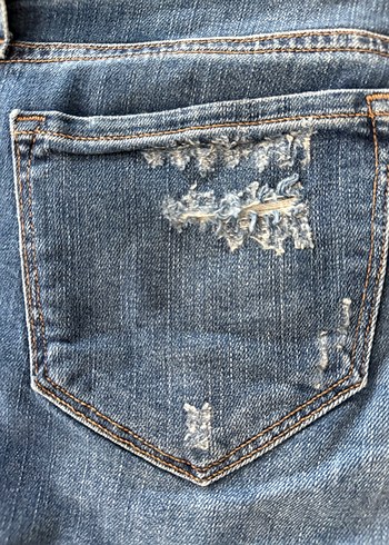 Mavi Denim Şort  Eskitme Mavi  Yırtık Detaylı  3638 - Görsel 8