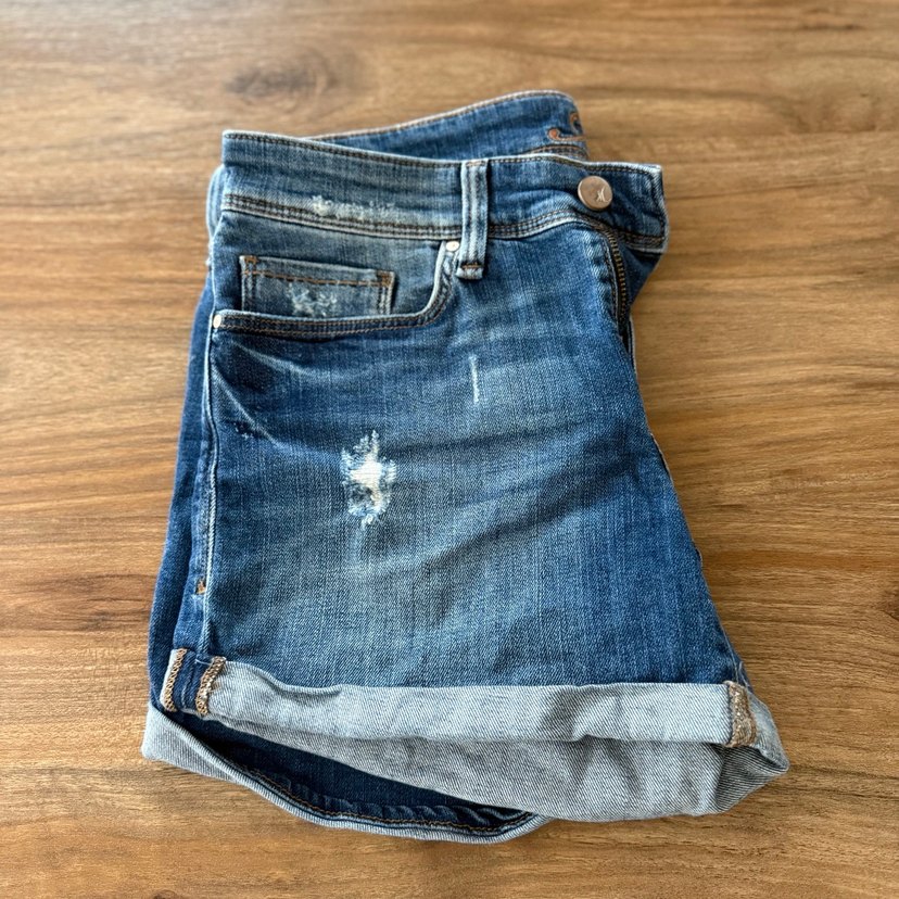 Mavi Denim Şort  Eskitme Mavi  Yırtık Detaylı  3638 - Görsel 5