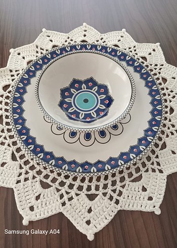 El Örgüsü Koton Yuvarlak Amerikan Servis 40x40  Boho Vintage - Görsel 5