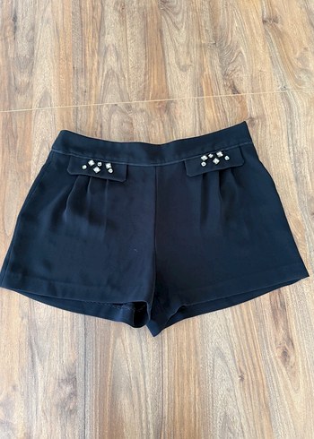 Zara Basic Taş Detaylı Siyah Şort M Beden