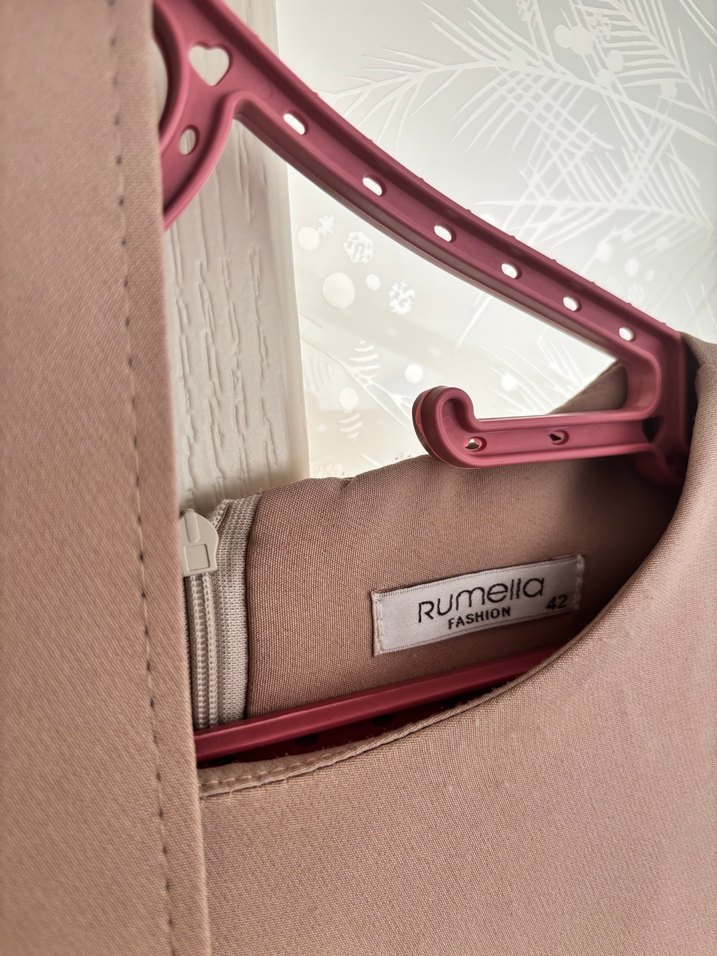 Bej Uzun Drapeli Kadın Elbise - Görsel 2