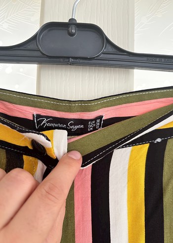 Çizgili, Pilili Kadın Uzun Kumaş Pantolon - Görsel 2