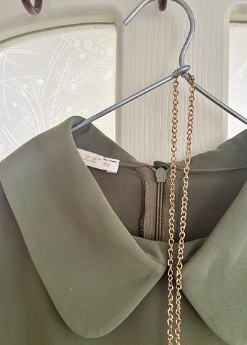 Püsküllü, Uzun Kollu Haki Bohem Tunik - Görsel 2