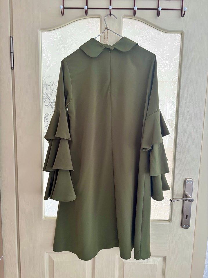 Püsküllü, Uzun Kollu Haki Bohem Tunik - Görsel 3