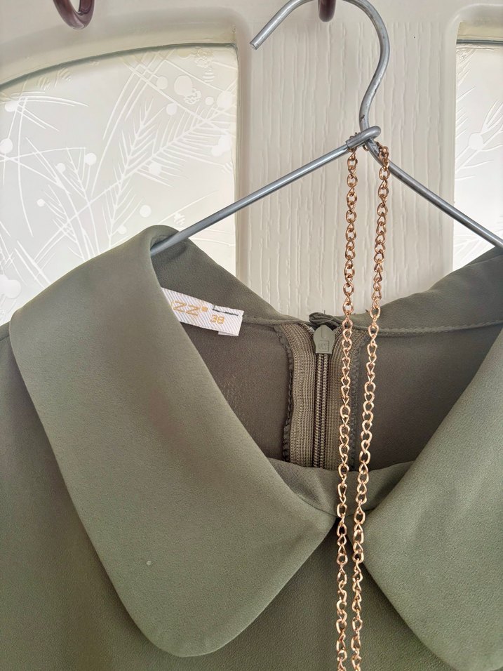 Püsküllü, Uzun Kollu Haki Bohem Tunik - Görsel 2