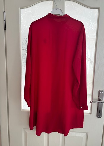 Düğmeli Kırmızı Uzun Kollu Tunik - Görsel 2