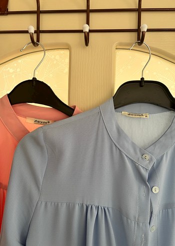 Uzun Kollu Mavi Düğmeli Tunik - Görsel 2