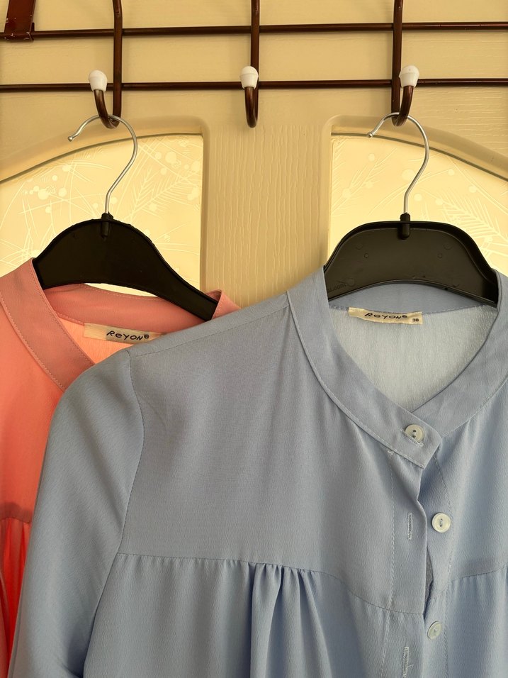 Uzun Kollu Mavi Düğmeli Tunik - Görsel 2