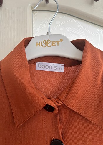 Düğmeli Kahverengi Uzun Kollu Kadın Elbise tunik - Görsel 2