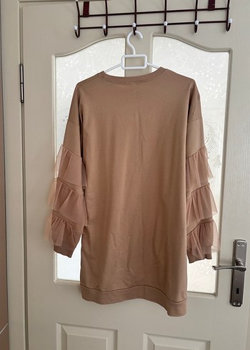 Bej Uzun Kollu Fırfırlı Kadın Tunik - Görsel 3