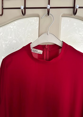 Bordo Uzun Kollu Fırfırlı Uzun Elbise - Görsel 4