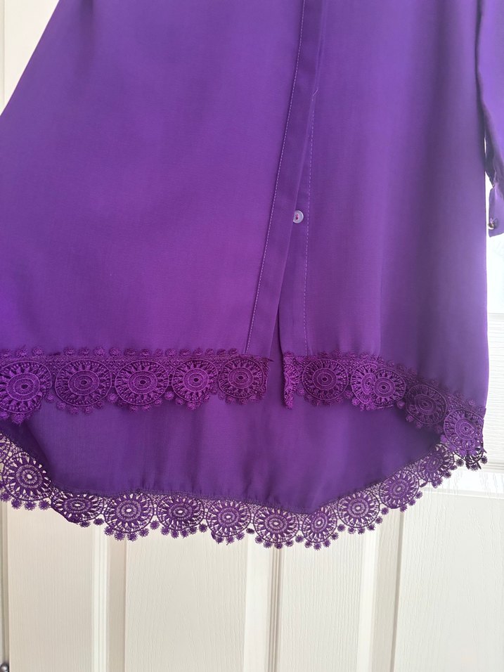 Dantel Detaylı Uzun Kollu Mor Tunik - Görsel 2
