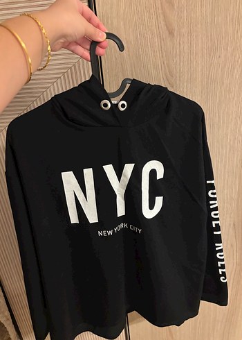 l Beden siyah Renk Siyah NYC Baskılı Sweatshirt
