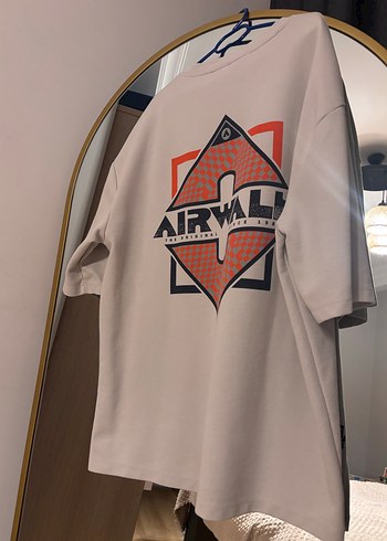 Bej Oversize Baskılı Kısa Kollu Tişört - Görsel 5