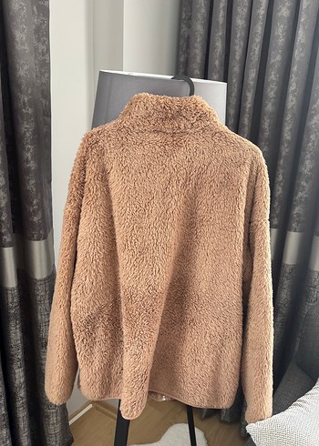 xl Beden Kahverengi Peluş Kadın Ceket Yumuşak Kumaş