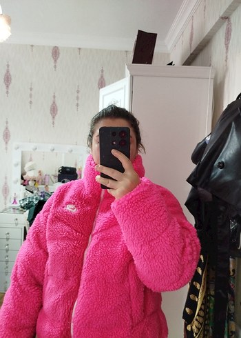 Pembe Yüksek Yakalı Kadın Mont - Görsel 3