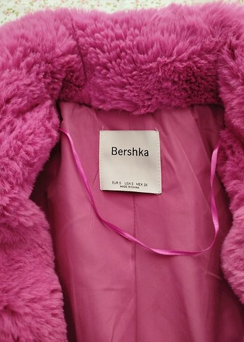 Pembe Kadın Midi Boy Suni Kürk Kaban s m l beden uuyumludr - Görsel 4