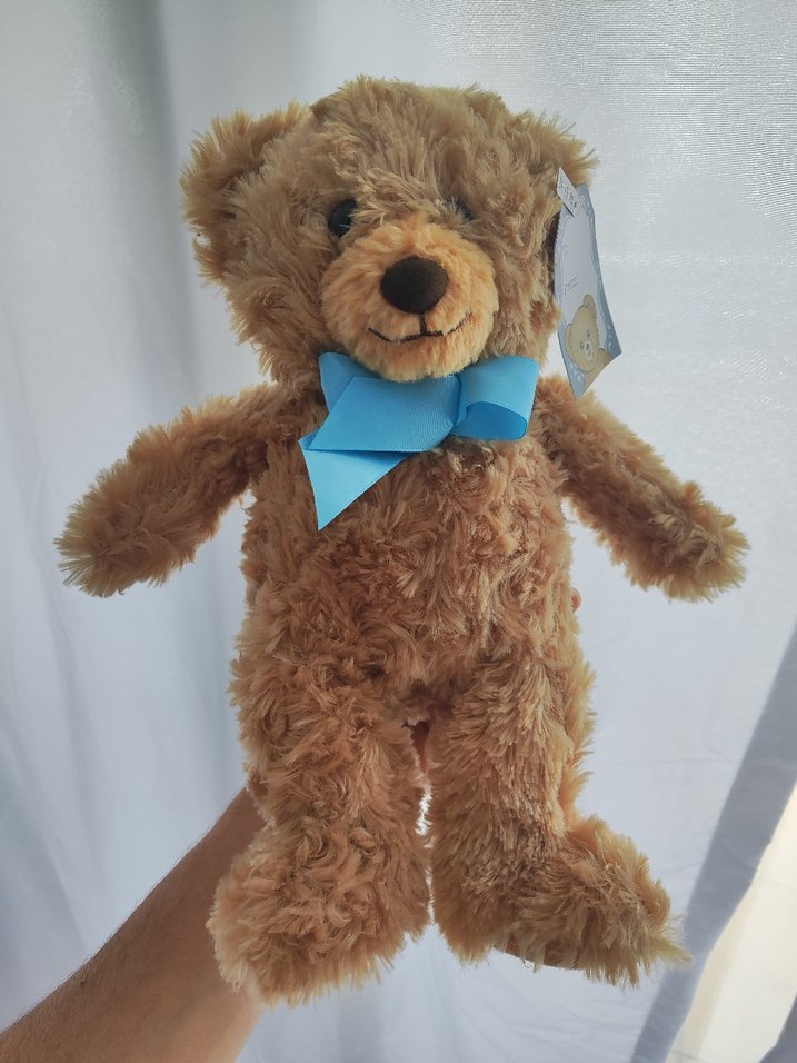 Mavi Fiyonklu Kahverengi Peluş Ayıcık - Görsel 4