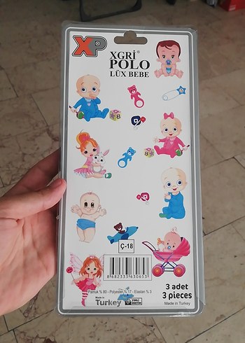 Erkek bebek  Çizgili 3'lü Çorap Seti - Görsel 5