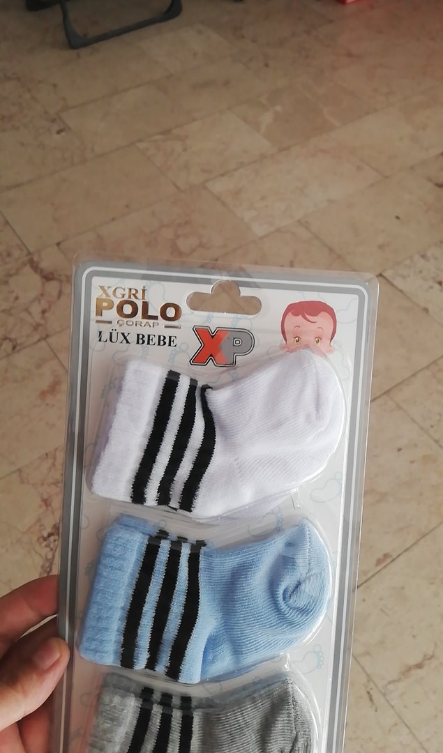 Erkek bebek  Çizgili 3'lü Çorap Seti - Görsel 4