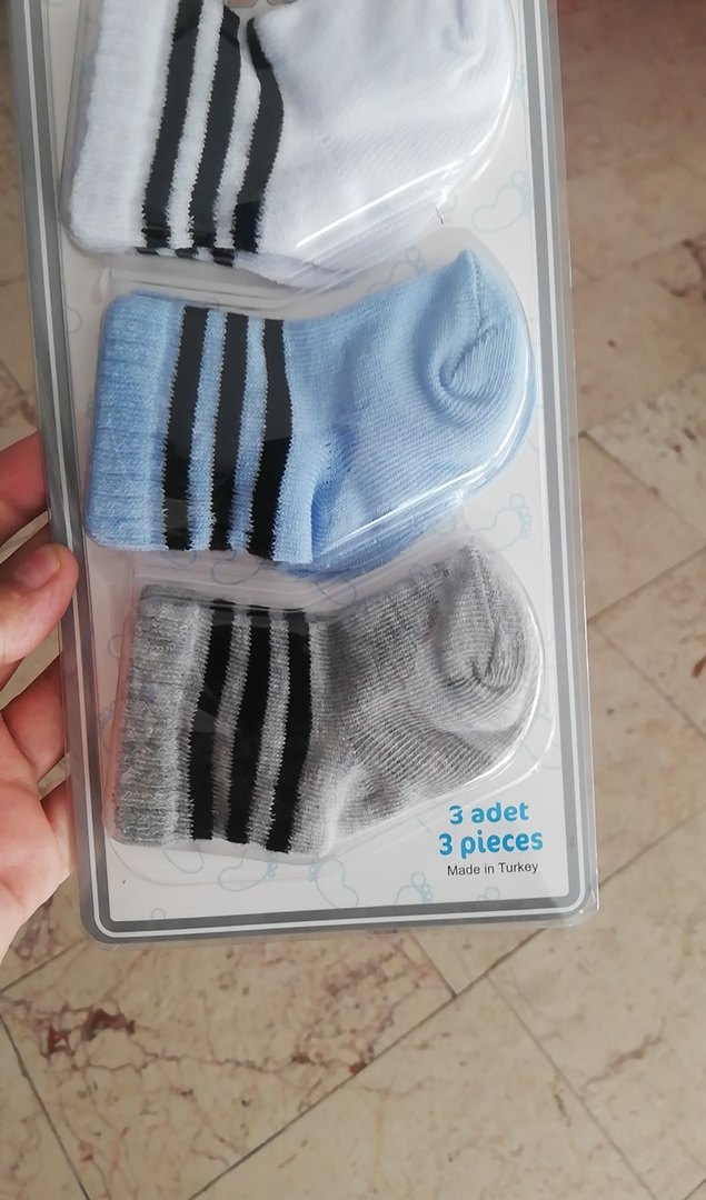 Erkek bebek  Çizgili 3'lü Çorap Seti - Görsel 2