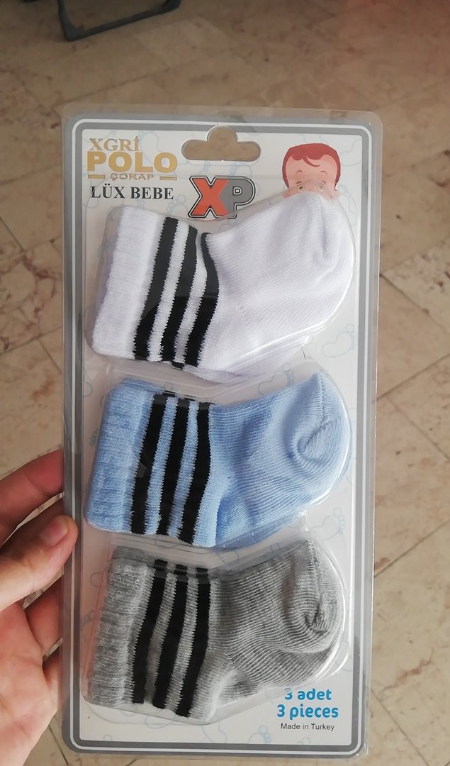 Erkek bebek  Çizgili 3'lü Çorap Seti - Görsel 3