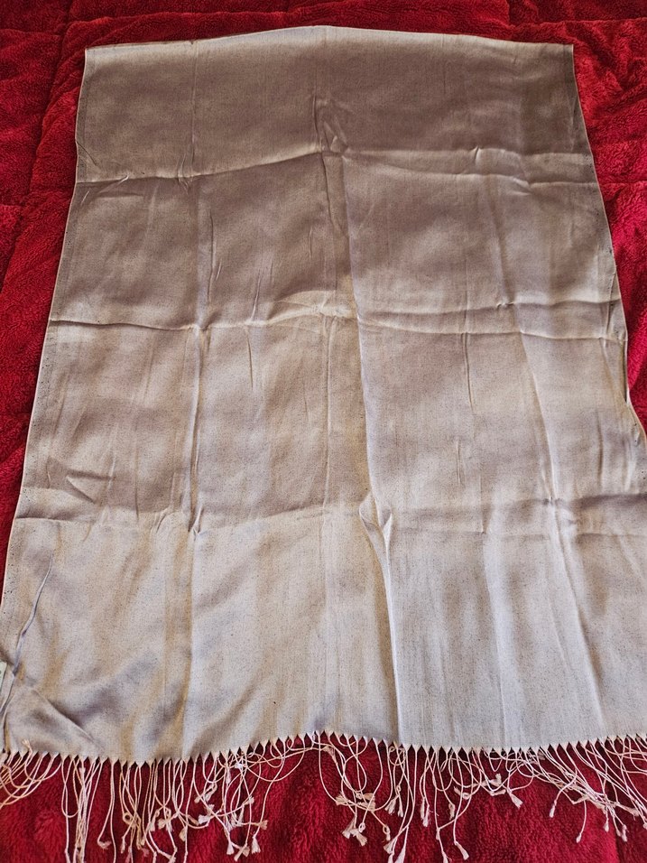 Kadın pudra pembesi İpek saten Görünümlü Şal - Görsel 2