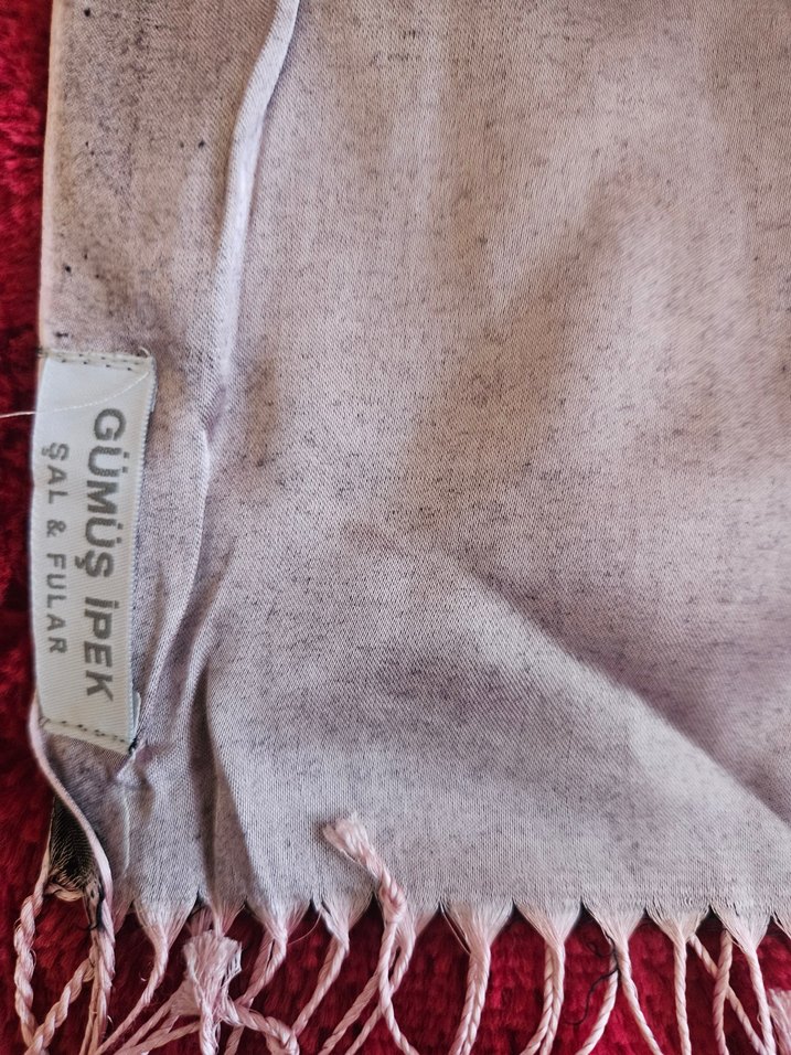 Kadın pudra pembesi İpek saten Görünümlü Şal - Görsel 4