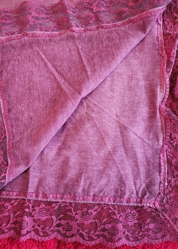 Dantel Kenarlı Bordo  şal - Görsel 6