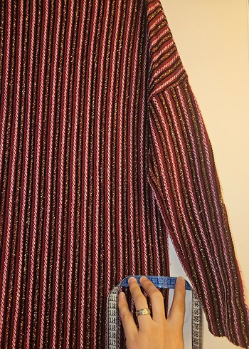 Bordo Çizgili Uzun  Elbise - Görsel 9