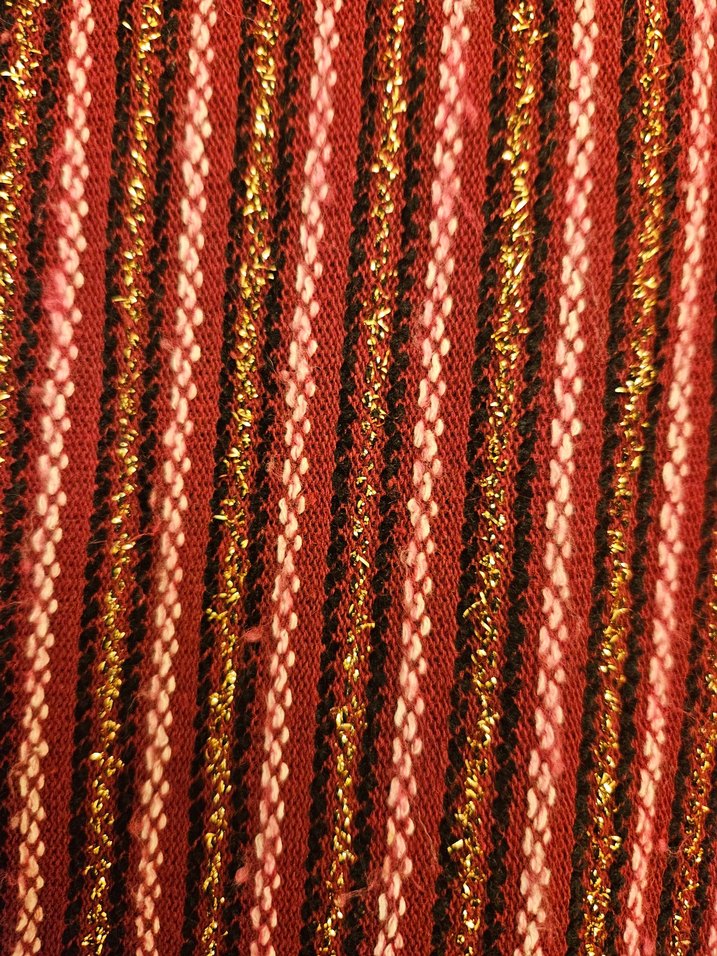 Bordo Çizgili Uzun  Elbise - Görsel 5