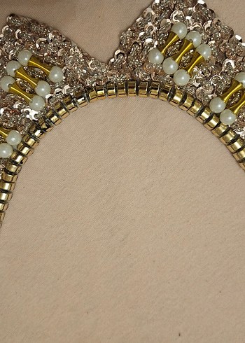 Boncuk İşlemeli Altın Renkli yakalik - Görsel 2