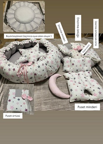 Pembe Yıldızlı Bebek Uyku Seti - Görsel 3