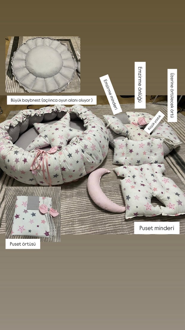 Pembe Yıldızlı Bebek Uyku Seti - Görsel 3