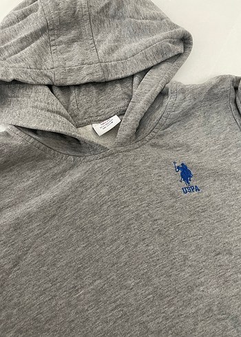 U.S Polo Gri Kapüşonlu Erkek çocuk Sweatshirt - Görsel 2