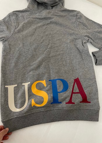 U.S Polo Gri Kapüşonlu Erkek çocuk Sweatshirt - Görsel 6