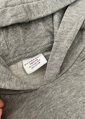 U.S Polo Gri Kapüşonlu Erkek çocuk Sweatshirt - Görsel 4