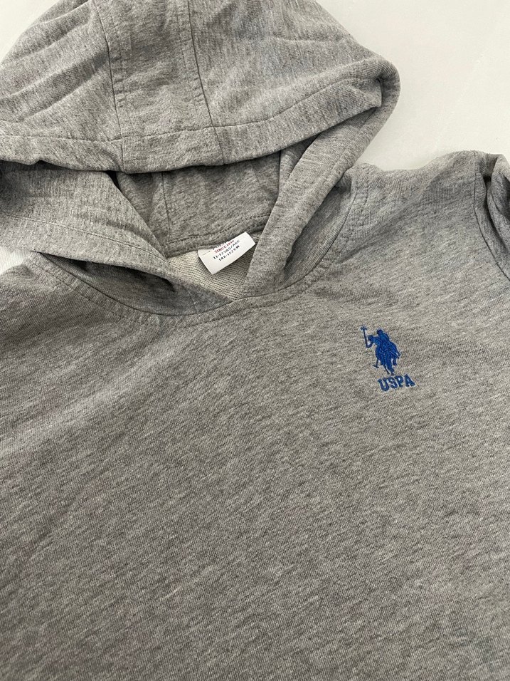 U.S Polo Gri Kapüşonlu Erkek çocuk Sweatshirt - Görsel 2