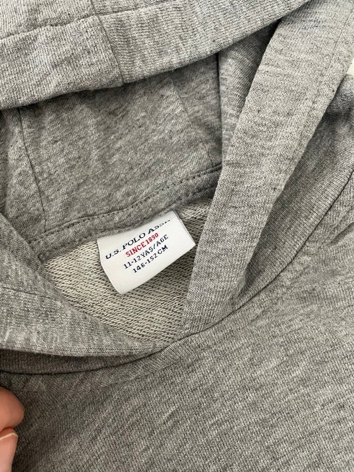 U.S Polo Gri Kapüşonlu Erkek çocuk Sweatshirt - Görsel 4