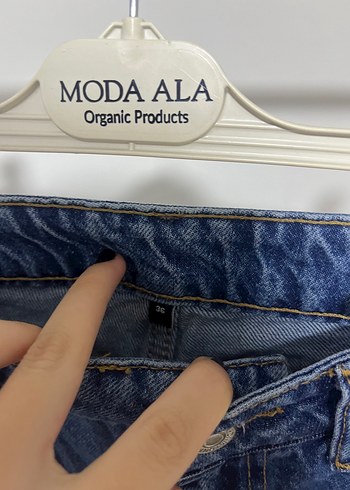 Kadın Mavi Bol Kesim Midi Kot Pantolon - Görsel 2