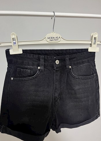 Siyah Mini Denim Şort - Görsel 2