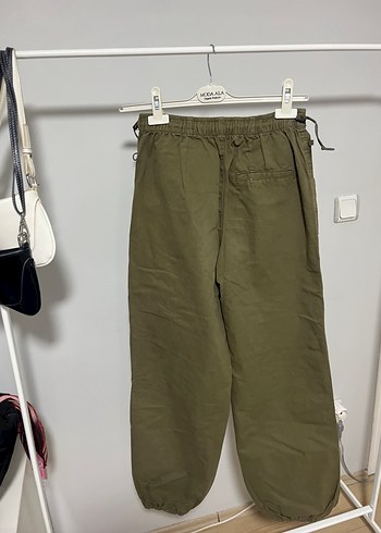 Kemerli Haki Kadın paraşüt Pantolon - Görsel 3