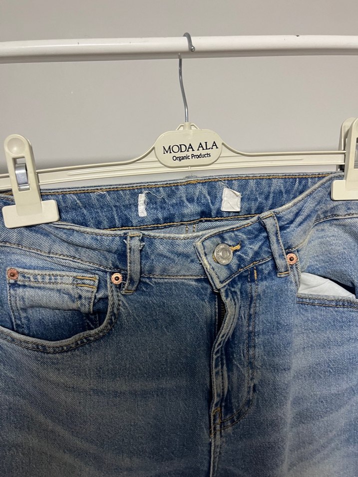 Kadın Mavi Denim  Boy Kot Pantolon - Görsel 2