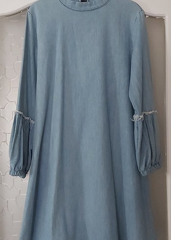 38 Beden Bohem Tarz Uzun Denim Tunik