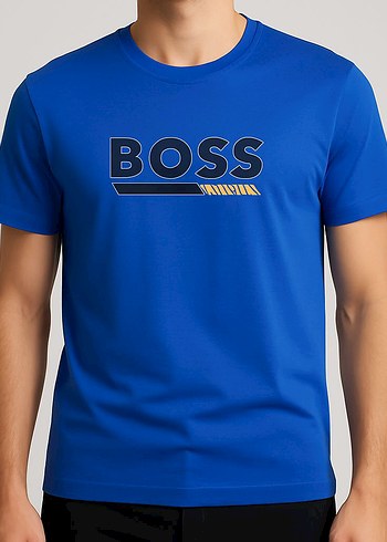 Hugo Boss Mavi Baskılı Erkek Tişört