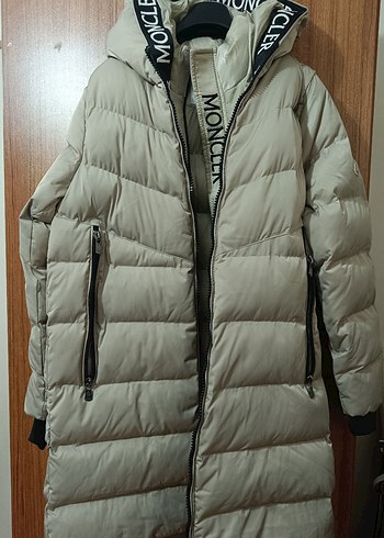 unisex Bej Uzun Fermuarlı Kış Montu