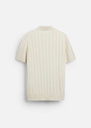 Zara Bej Erkek Kısa Kollu Triko Polo yaka Tişört