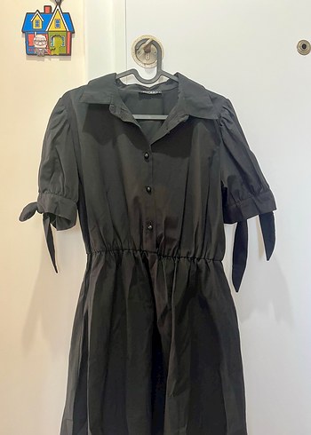 Düğmeli Siyah Midi Goth Elbise