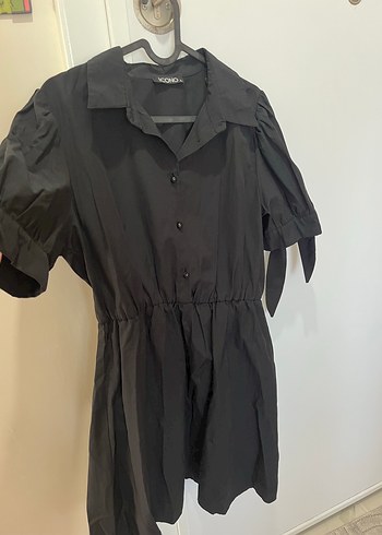 Diğer Düğmeli Siyah Midi Goth Elbise