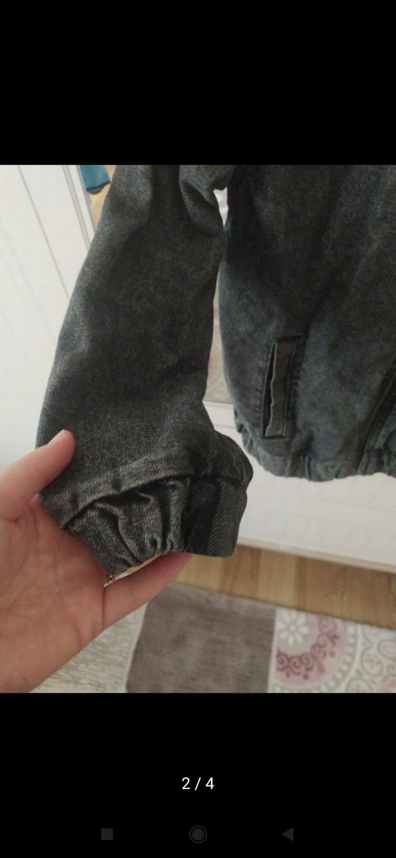 Gri Erkek Çocuk Denim Ceket Fermuarlı - Görsel 2